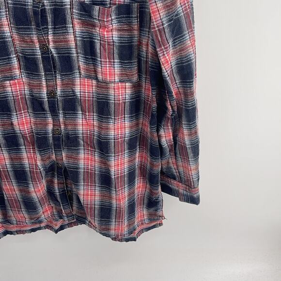 Free People Little Bit of Sugar flannel sequin long sleeve button up shirt sz L - Picture 4 of 7